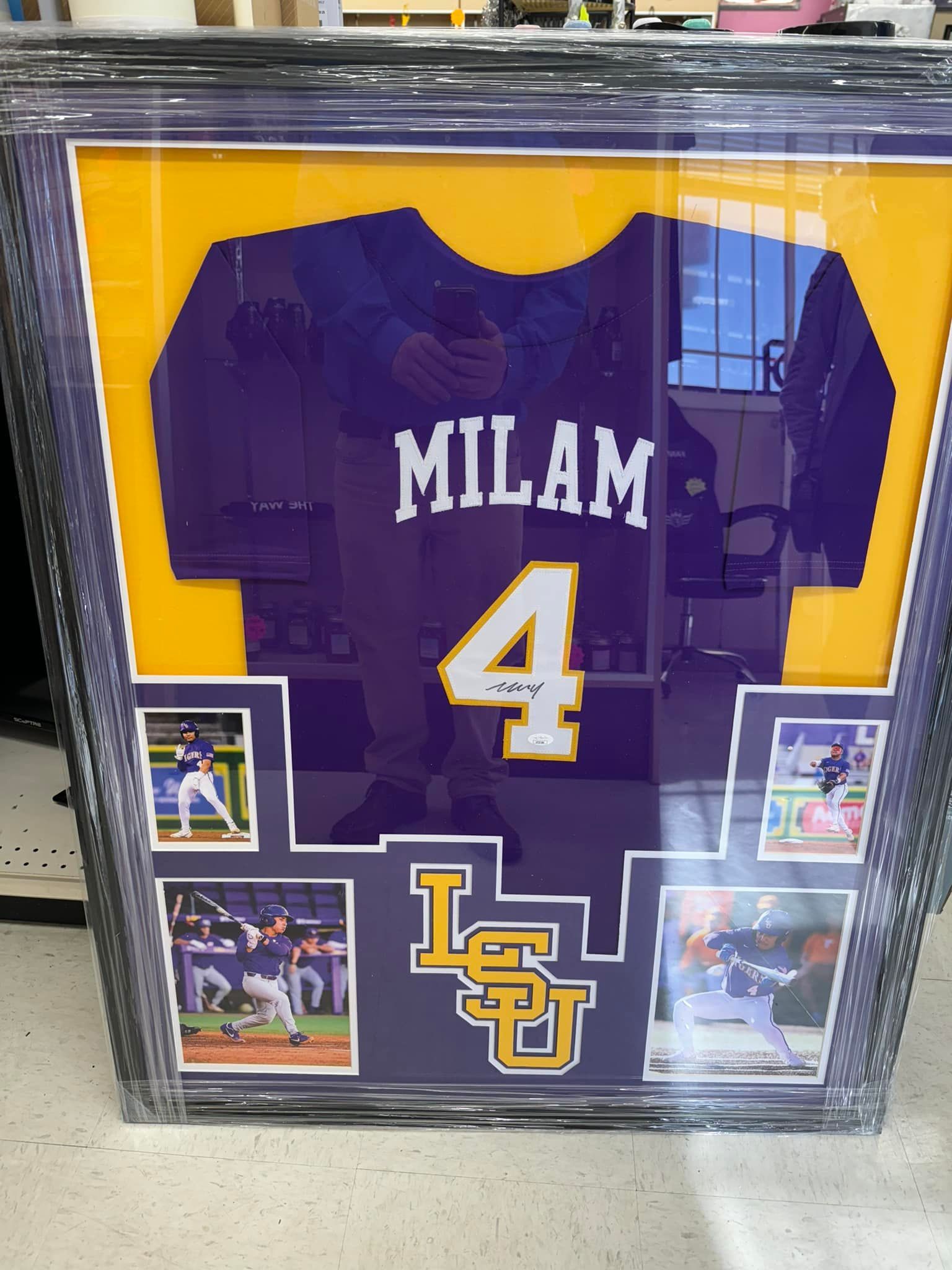 A framed jersey with the number 89 on it