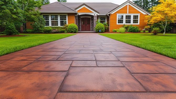 Stamped concrete driveway