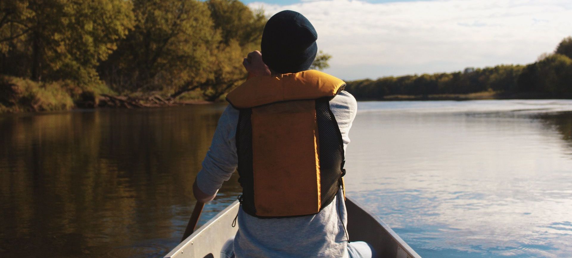 view from behind a canoer