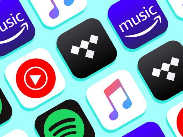 A bunch of music apps on a blue background