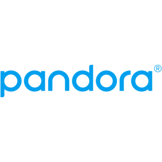 Pandora logo in blue, with the word 
