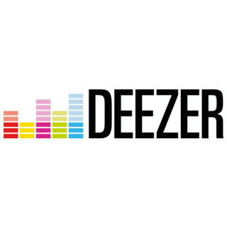Deezer logo with colorful sound wave graphic next to the black word 