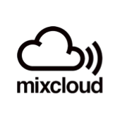 Mixcloud logo: a cloud with sound waves on the right, and the word 