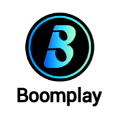 Boomplay logo: Blue and green stylized letter 
