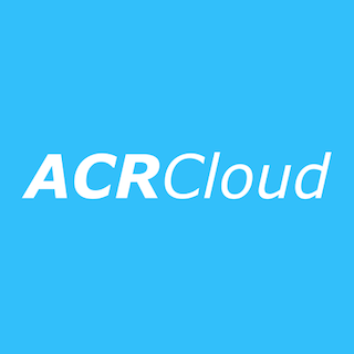 ACRCloud logo on a light blue background. White text spells out 