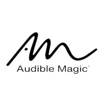 Logo for Audible Magic, featuring a stylized 