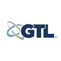 Logo of GTL, a company, with a blue and gray orbital design to the left of the blue letters 