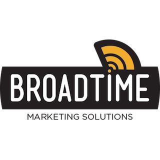 Logo for BroadTime Marketing Solutions: Black rectangular bar with white text reading 