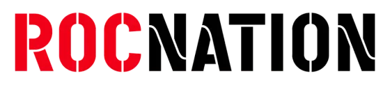 The word rocnation is written in red and black on a white background