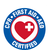 A logo that says cpr first aid aed certified