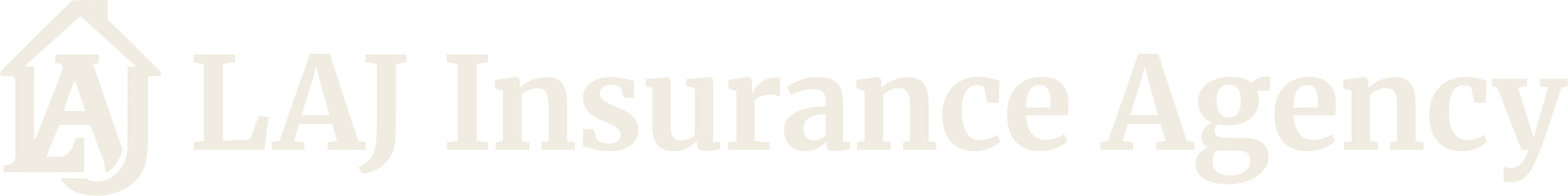 LAJ Insurance Agency logo. The words are light gray on a white background.