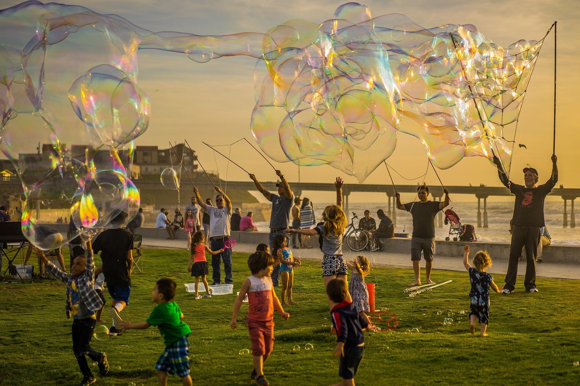 Kids enjoying Bubbles on the Beach