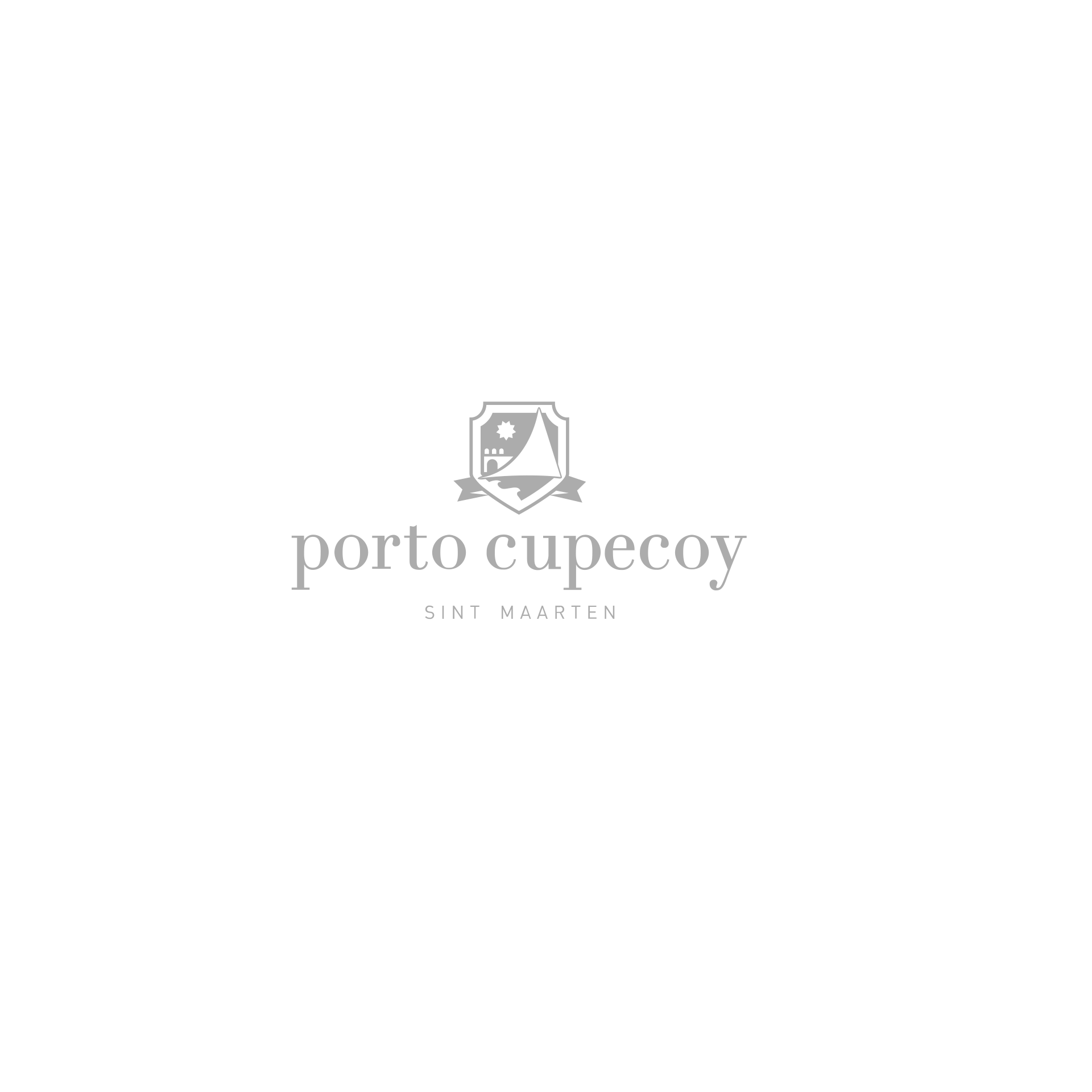 A black and white logo for a company called porto cupecoy.