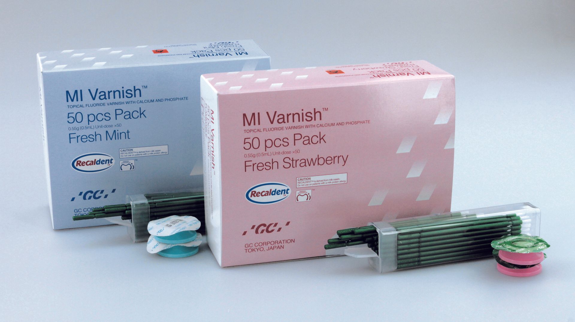 Two boxes of mi varnish 50 pcs pack fresh strawberry