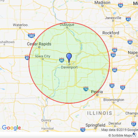 Service area — Davenport, IA — Iowa-Illinois Termite & Pest Control