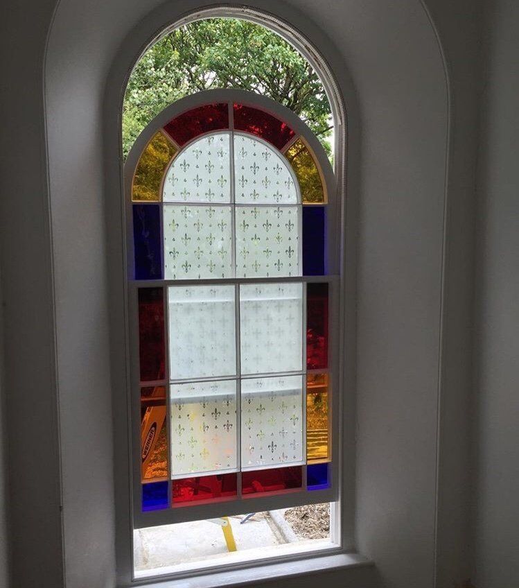 Fully restored stained glass sash window