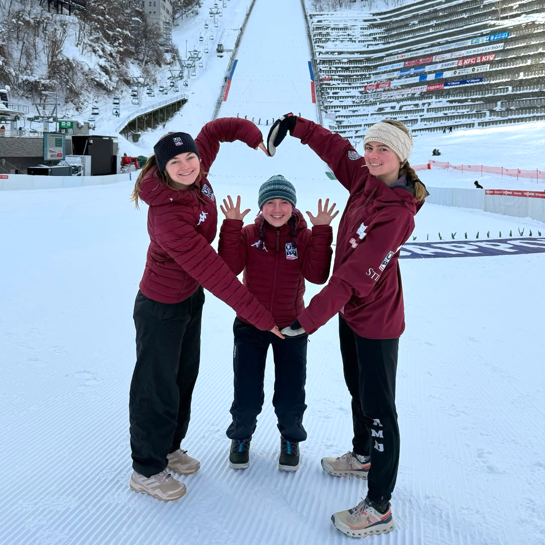 Alumni Josie (center) and Paige (right) with Olympic teammate Annika Belshaw.