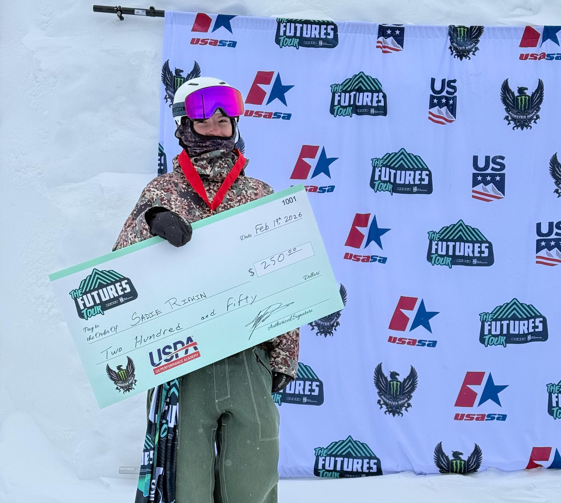 Sadie Rifkin on the Podium of the Futures Tour in Copper Colorado