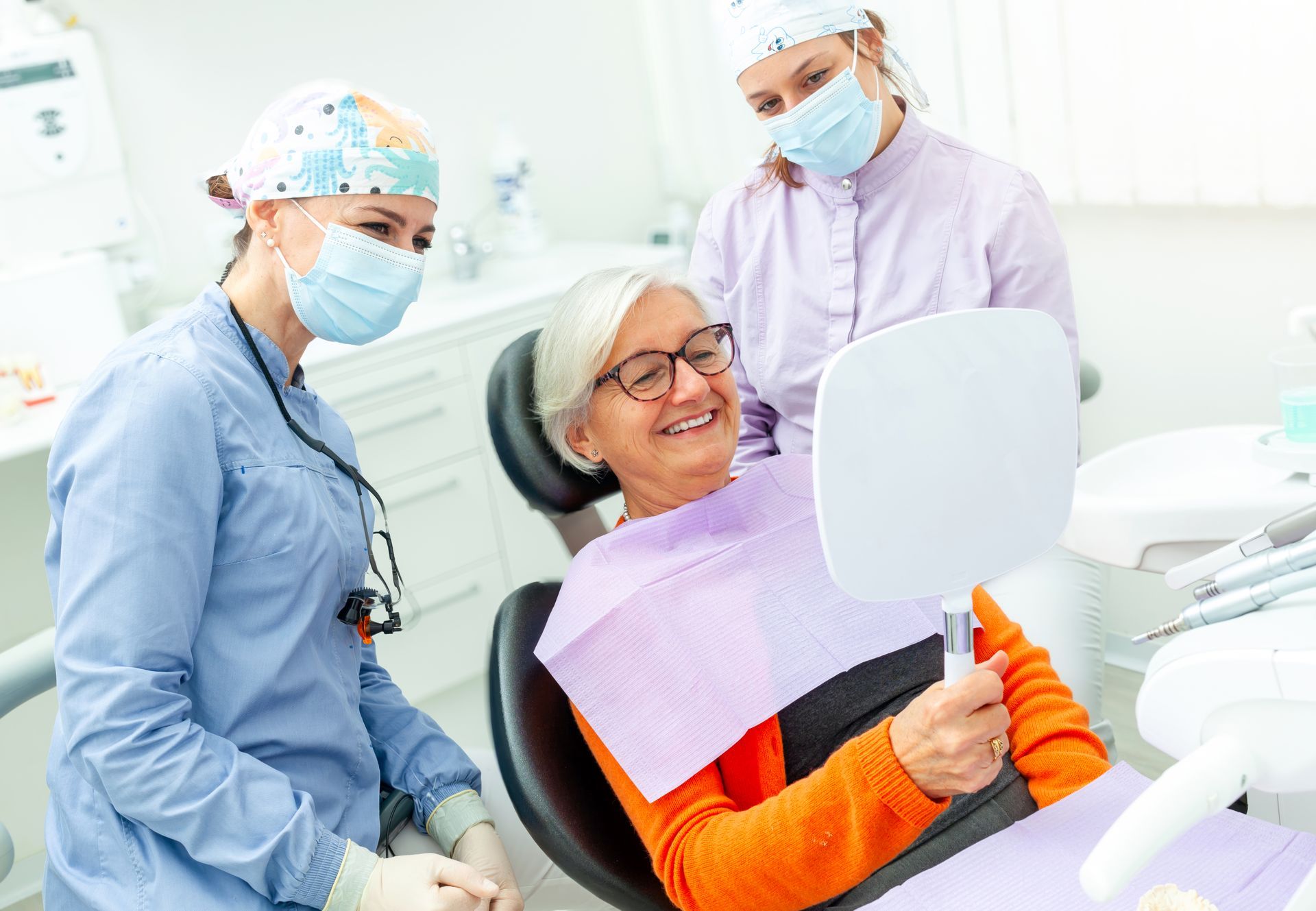Senior woman smiling after dental checkup — dental insurance Boynton Beach