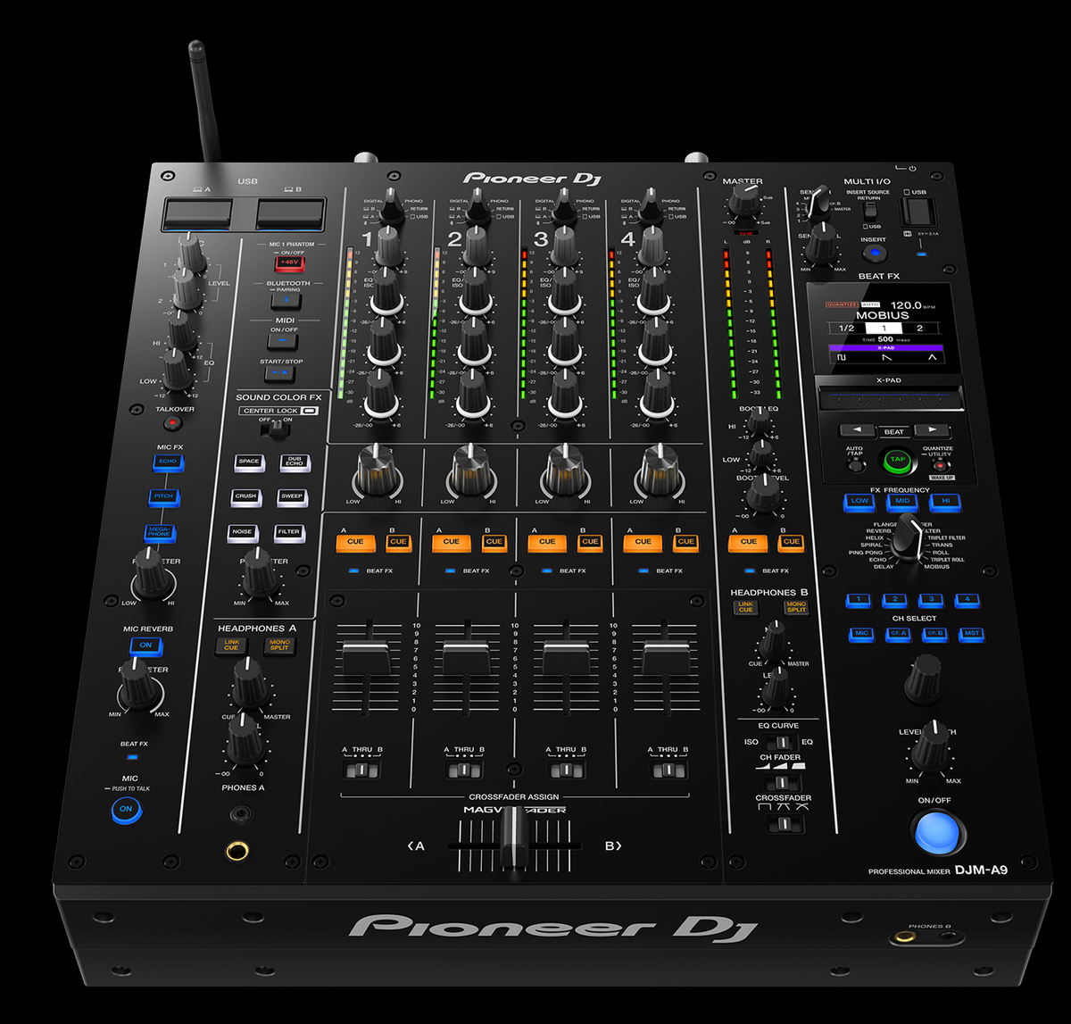 Black Pioneer Dj Mixer With Multiple Knobs, Faders, And A Display — Kennedy Amplifier Hire Service In South Mackay, QLD