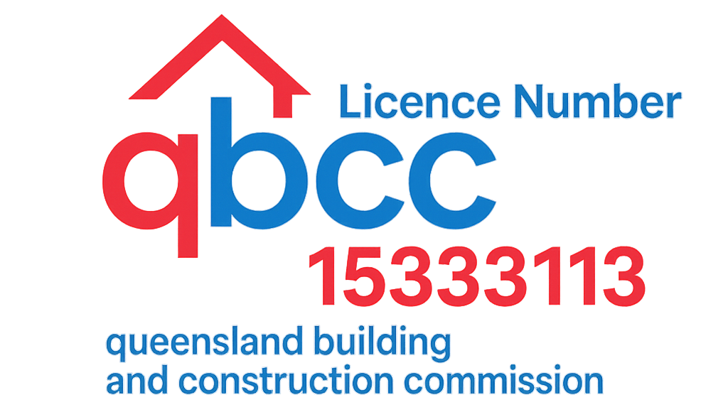 QBCC logo with license number 15333113. Red and blue text with a house symbol.