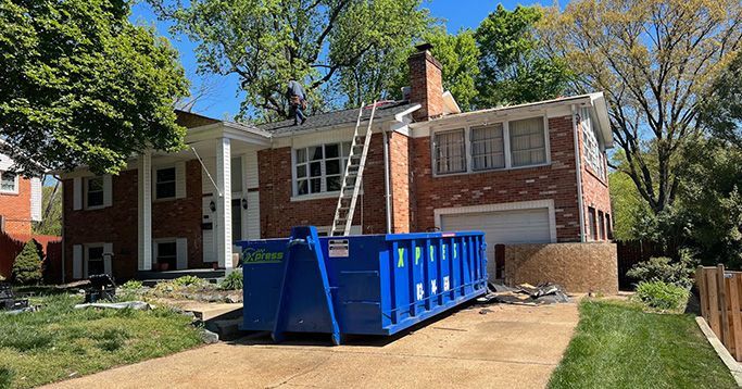 Residential dumpster rental Manassas VA for roofing project