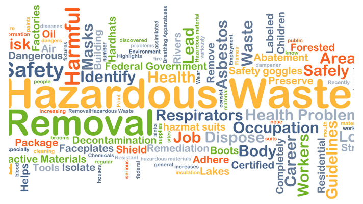 a word cloud of hazardous waste removal
