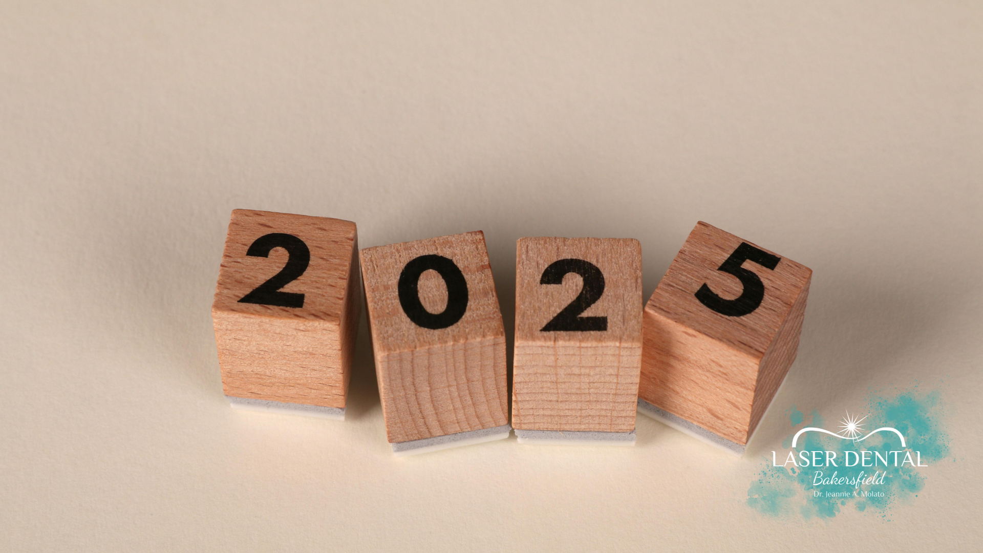 Wooden blocks spelling out the year 2025.