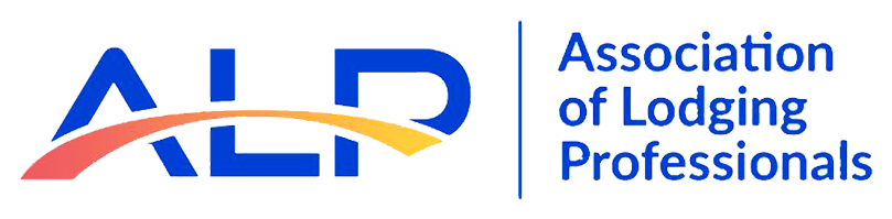 The logo for the association of lodging professionals is blue and yellow.