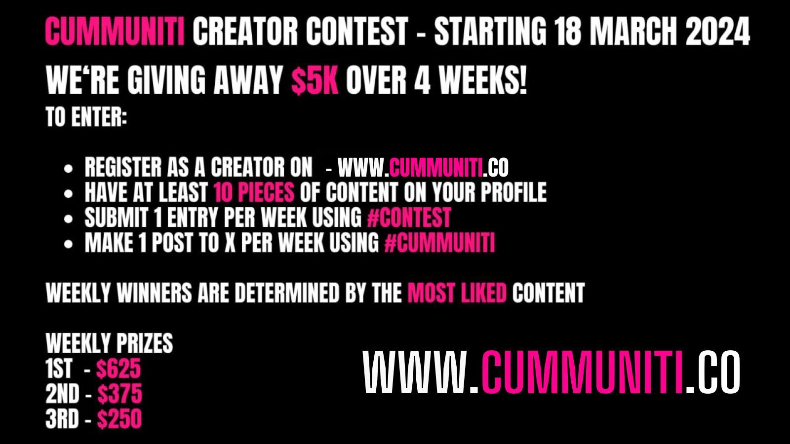Rules for entry into the Cummuniti Content Contest.