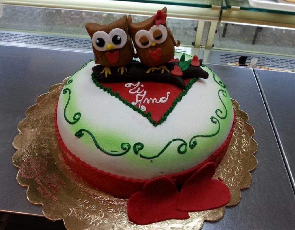 torta san valentino con gufetti