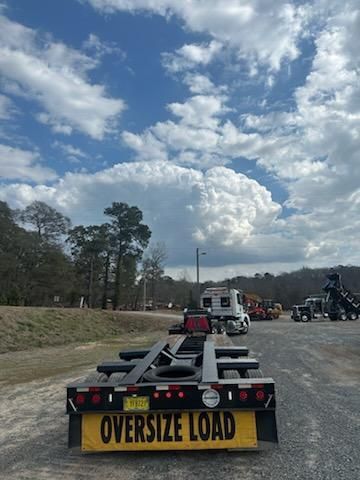 A flatbed trailer with an 