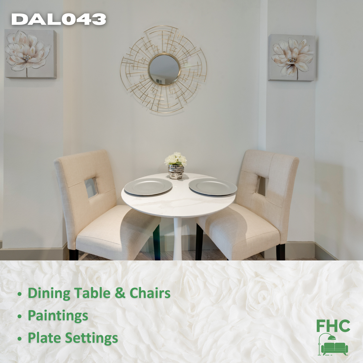 A picture of a dining room table and chairs