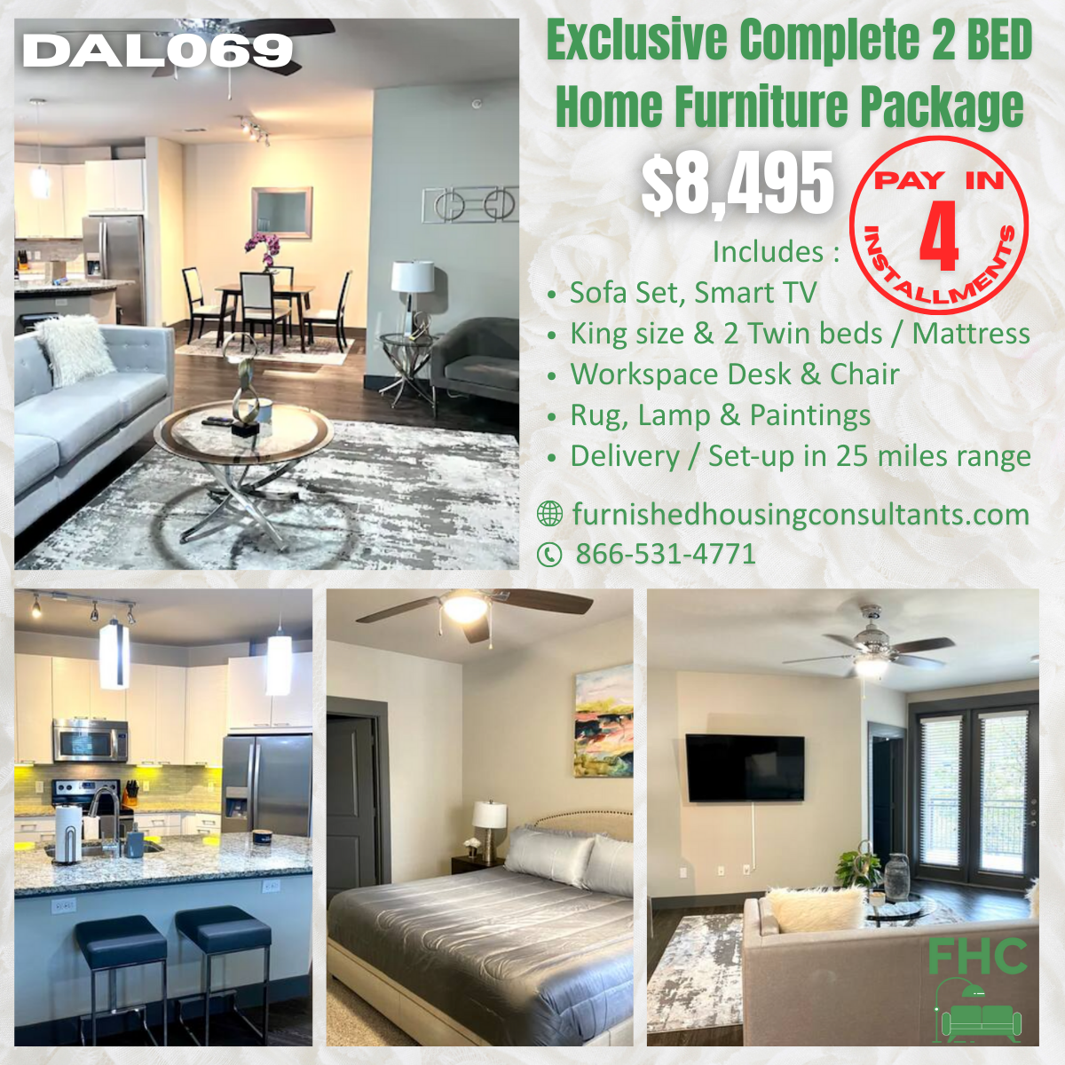 Ad for a 2-bedroom home furniture package