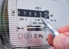 An electricity meter with the reading.