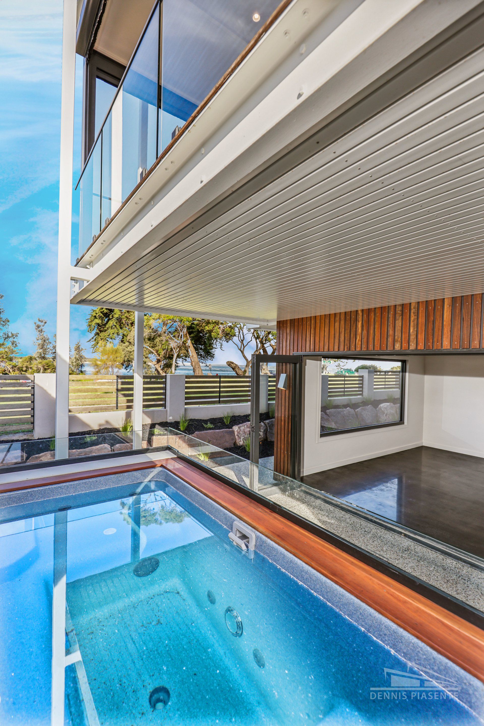 A large swimming pool in the middle of a house
