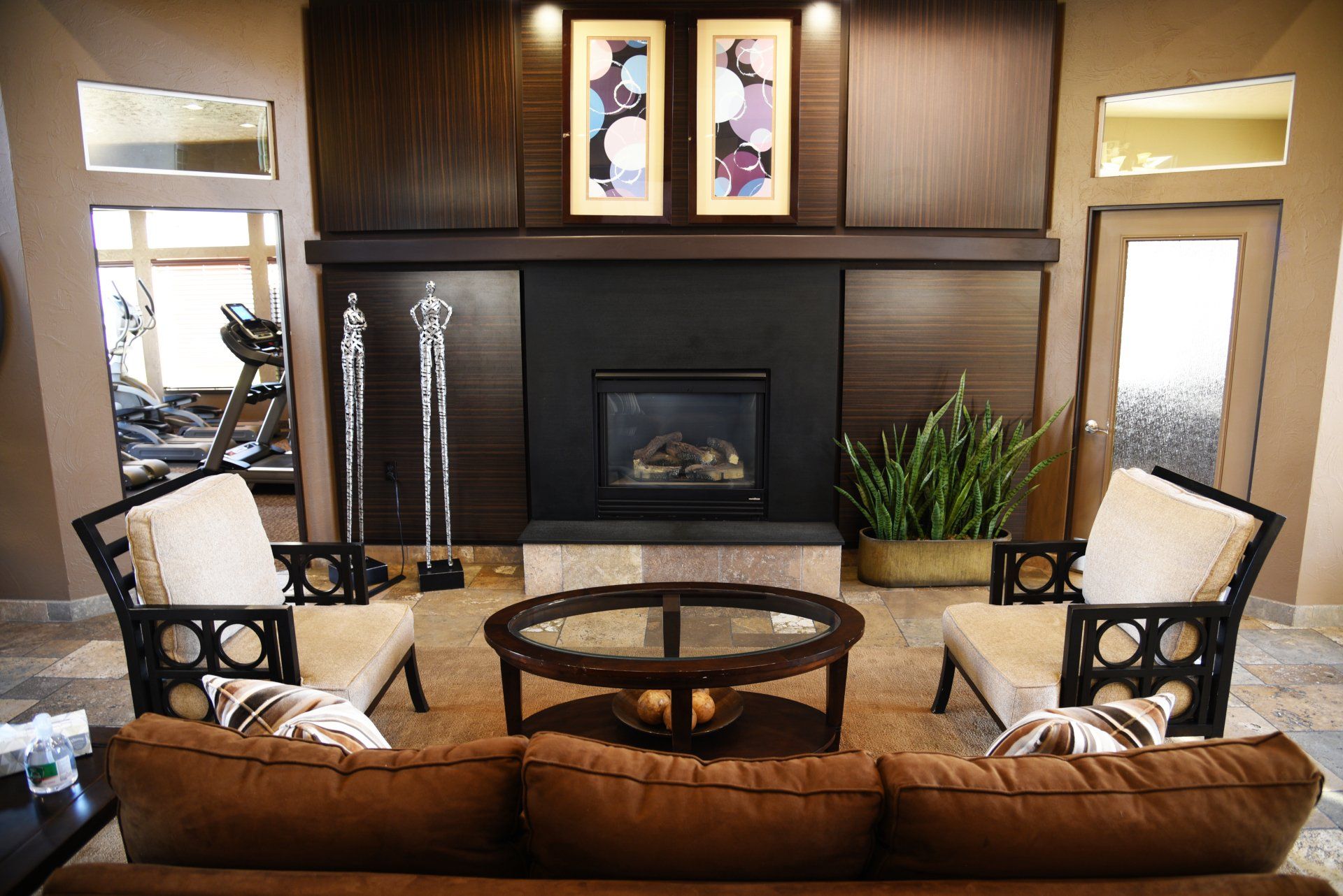 Lusitano Apartment lobby and fireplace alternate angle