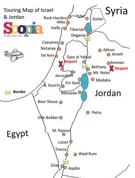 Touring map of Israel