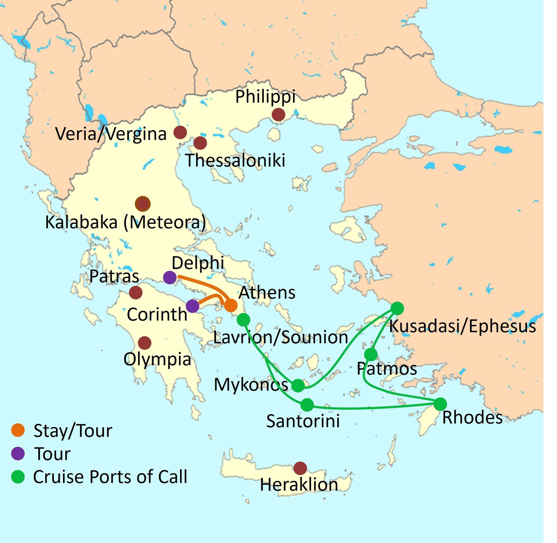 Touring map of Greece