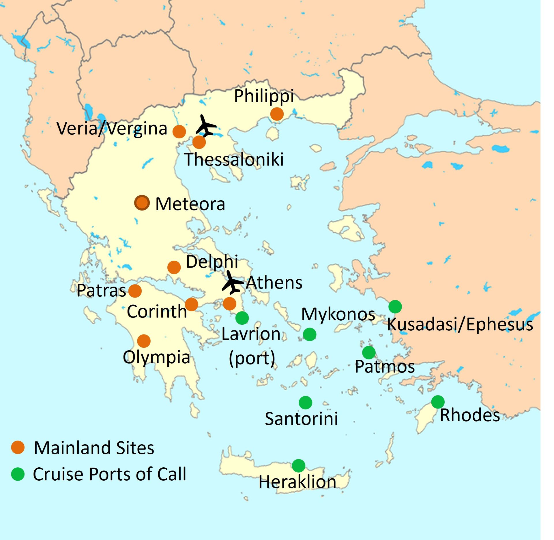 Touring map of Greece