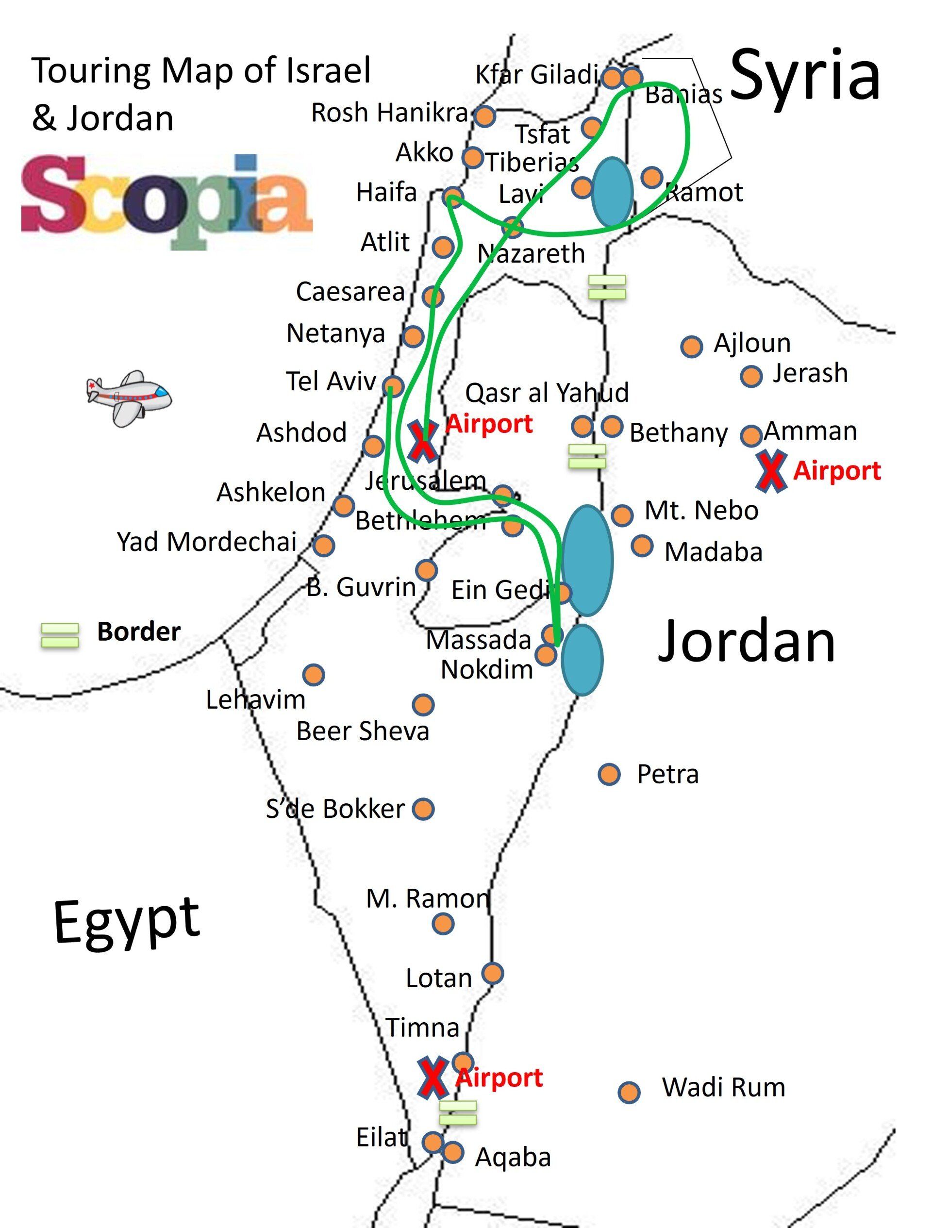Touring map of Israel