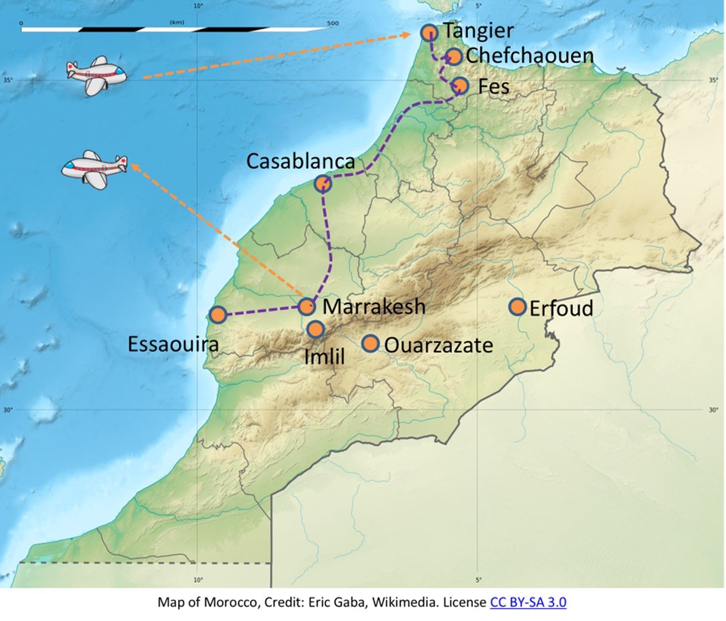 Touring map of Morocco