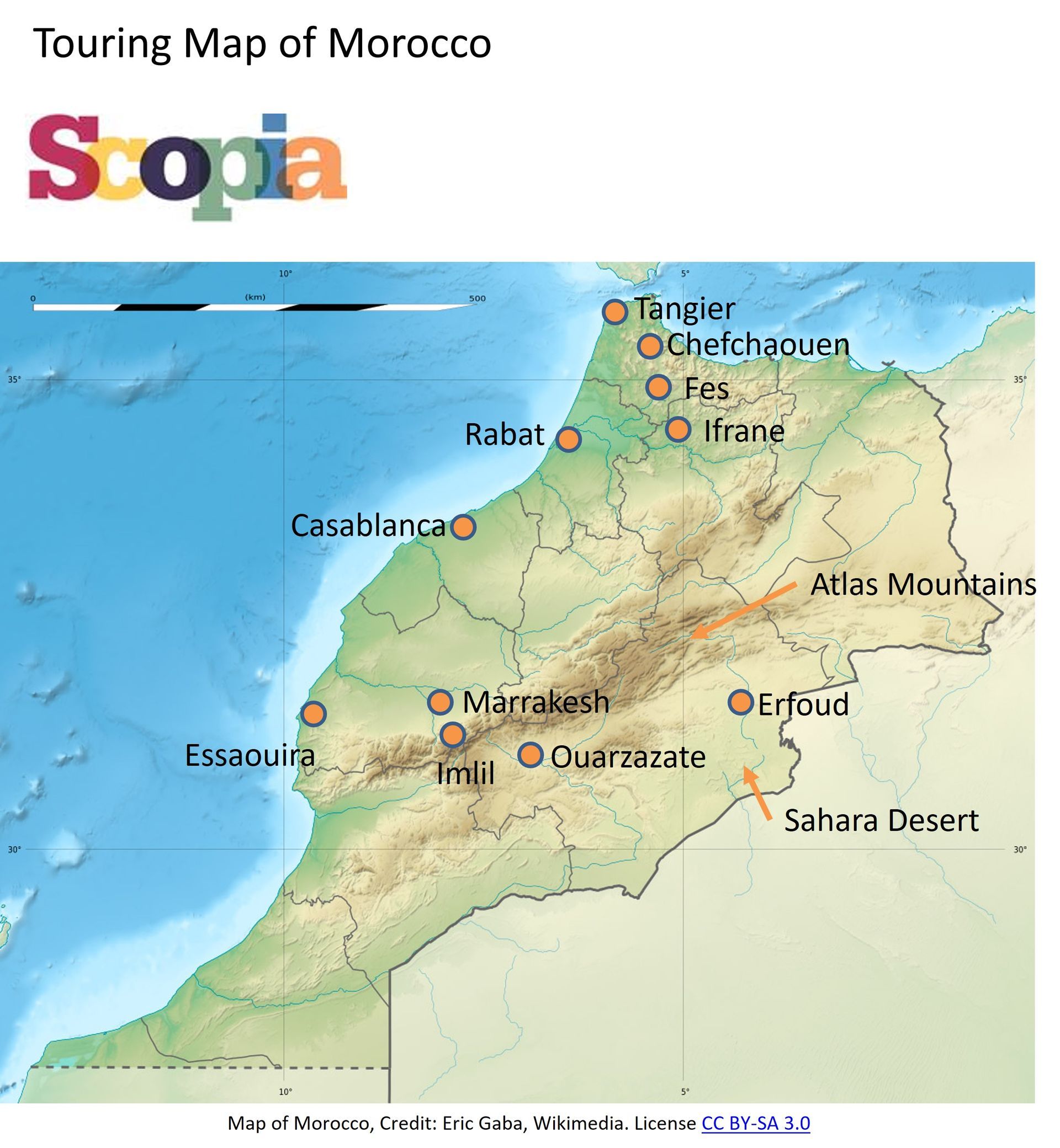 Touring map of Morocco