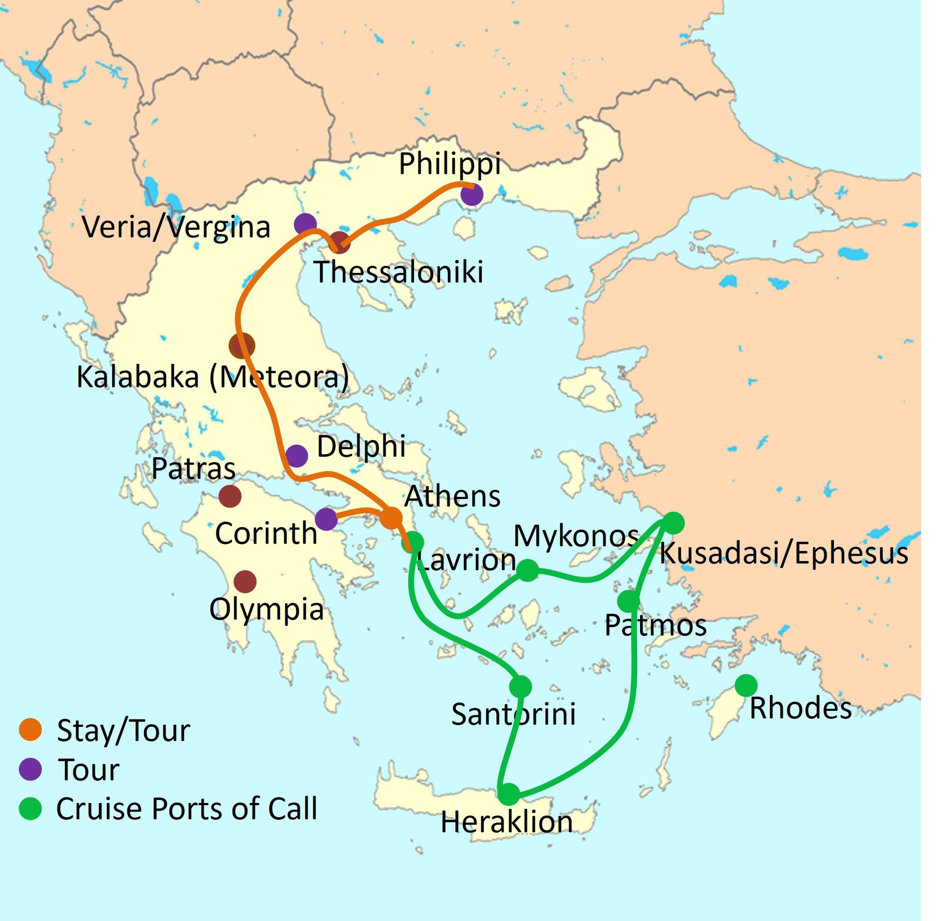 Touring map of Greece