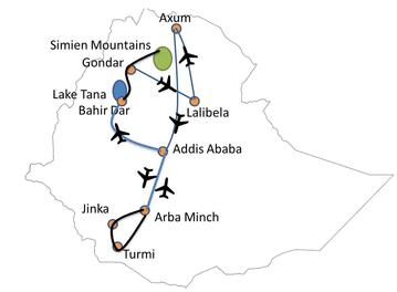 Touring map of Ethiopia