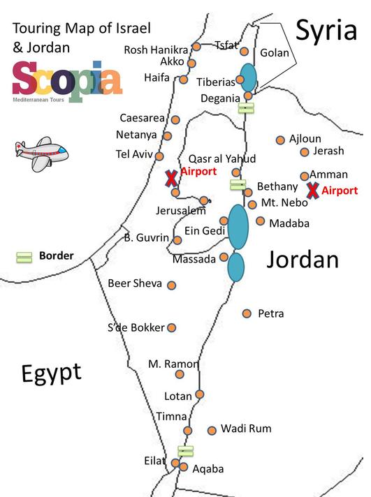 Touring map of Jordan
