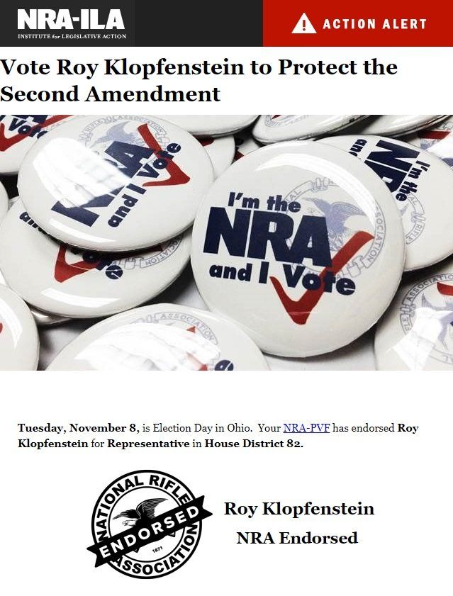 NRA Endorsement Roy Klopfenstein for State Representative