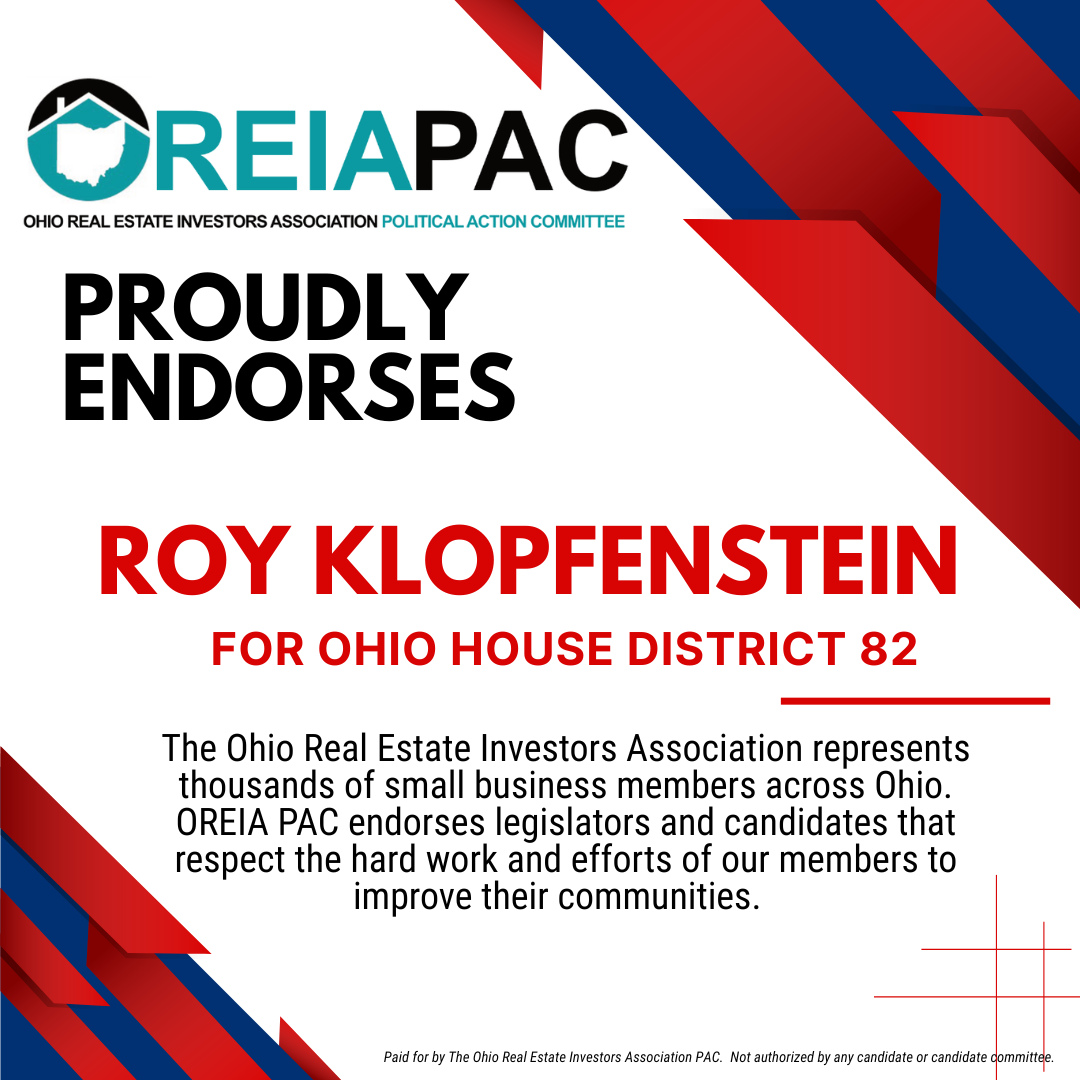 OREIA Ohio Real Estate Investors Association Endorsement of Roy Klopfenstein