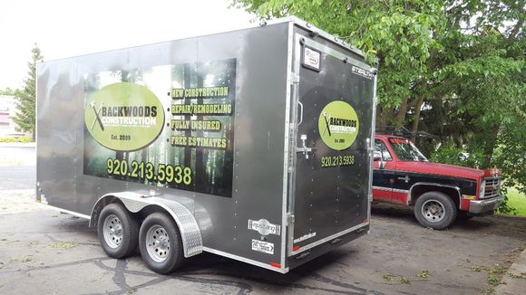 Trailer with logo on the side