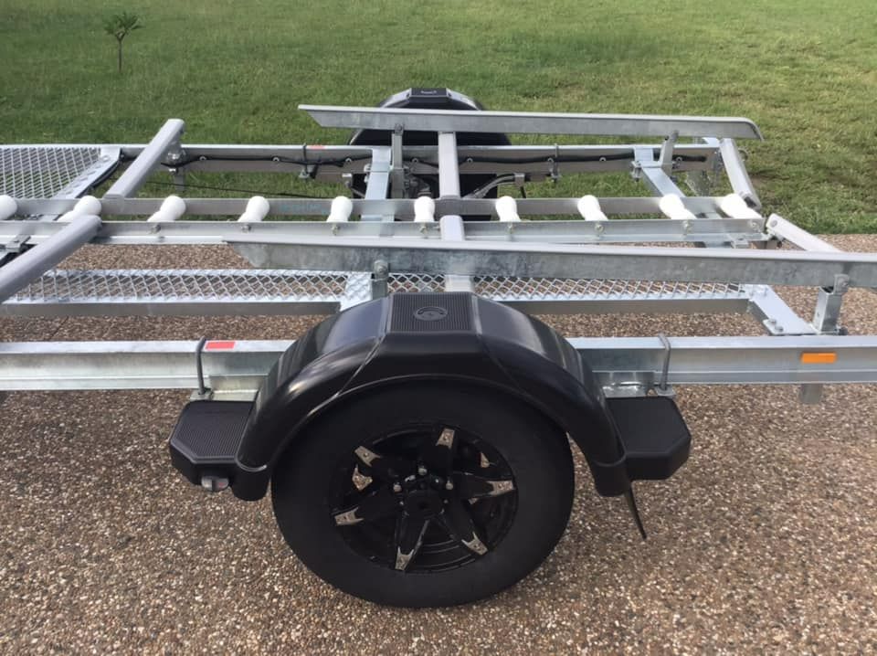Boat Trailer With Black Fender and Wheel — In Tune Marine in Mount Isa, QLD